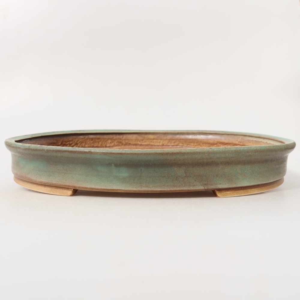 Ceramic bonsai pot, 30.5 x 26.5 x 4 cm, green