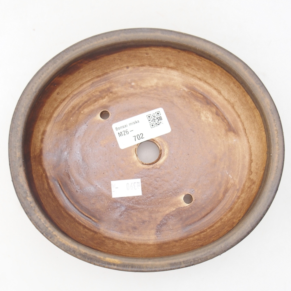 Ceramic bonsai bowl 18,5 x 16,5 x 4,5 cm, brown