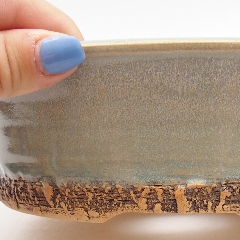Ceramic bonsai pot 19 x 19 x 6 cm, green