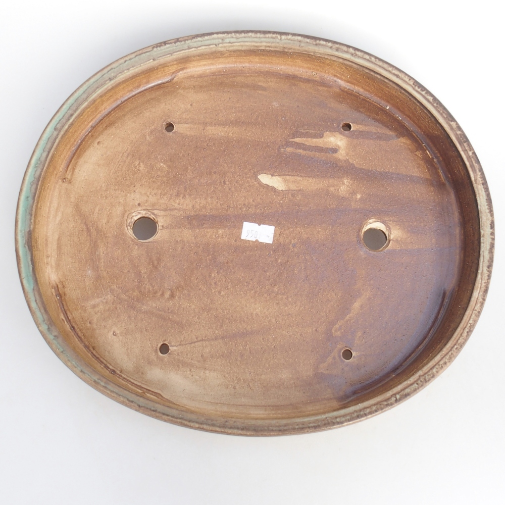 Ceramic bonsai bowl 31 x 27 x 4,5 cm, green