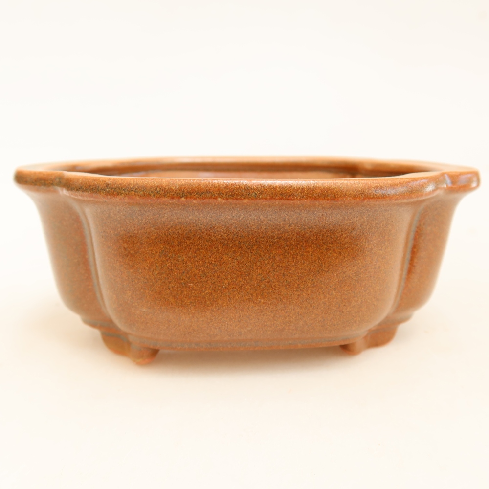 Ceramic bonsai pot, 13.5 x 10.5 x 5 cm, brown