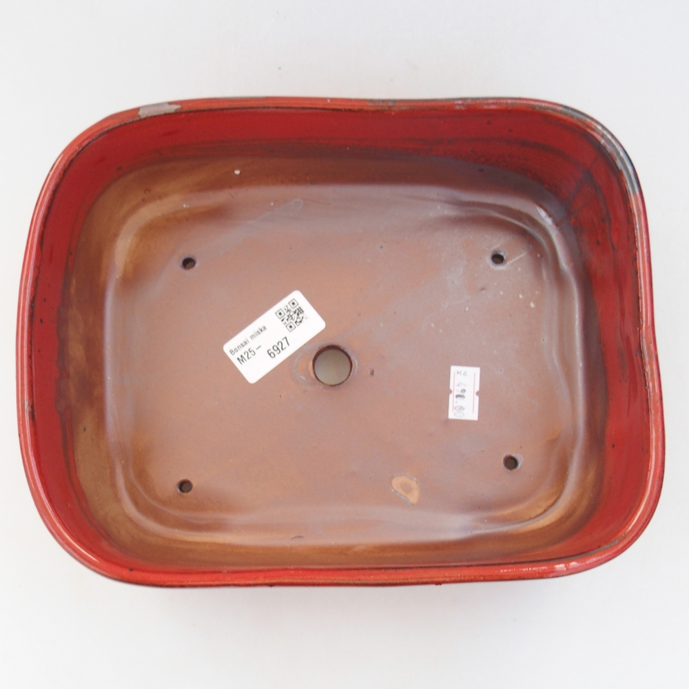Ceramic bonsai bowl 23 x 18 x 7,5 cm, colour red