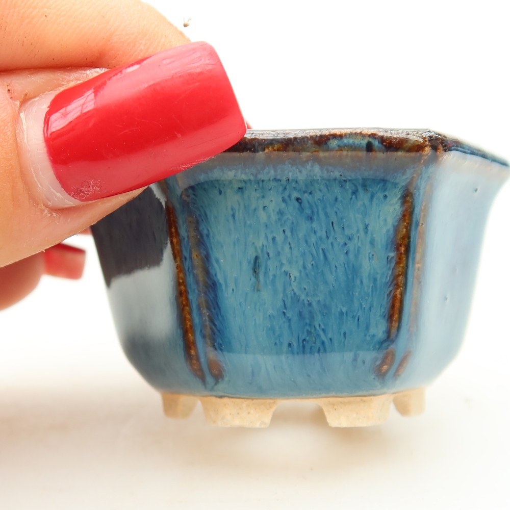 Ceramic bonsai pot, 5.5 x 5 x 3 cm, blue