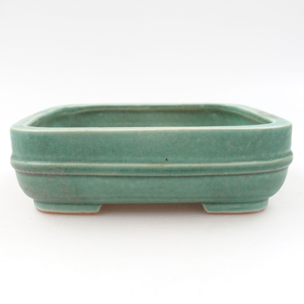 Ceramic bonsai bowl 14 x 12 x 4,5 cm, color green
