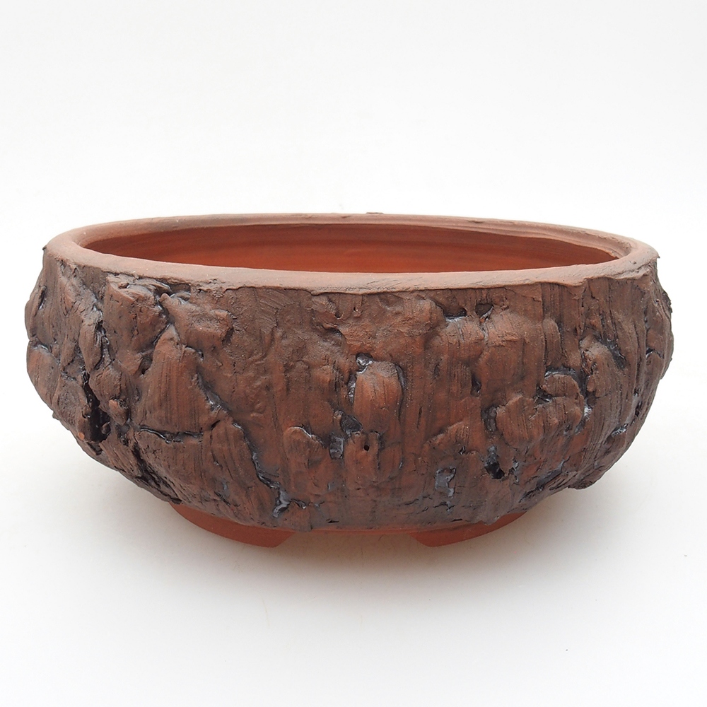 Ceramic bonsai bowl 15,5 x 15,5 x 7 cm, color brown