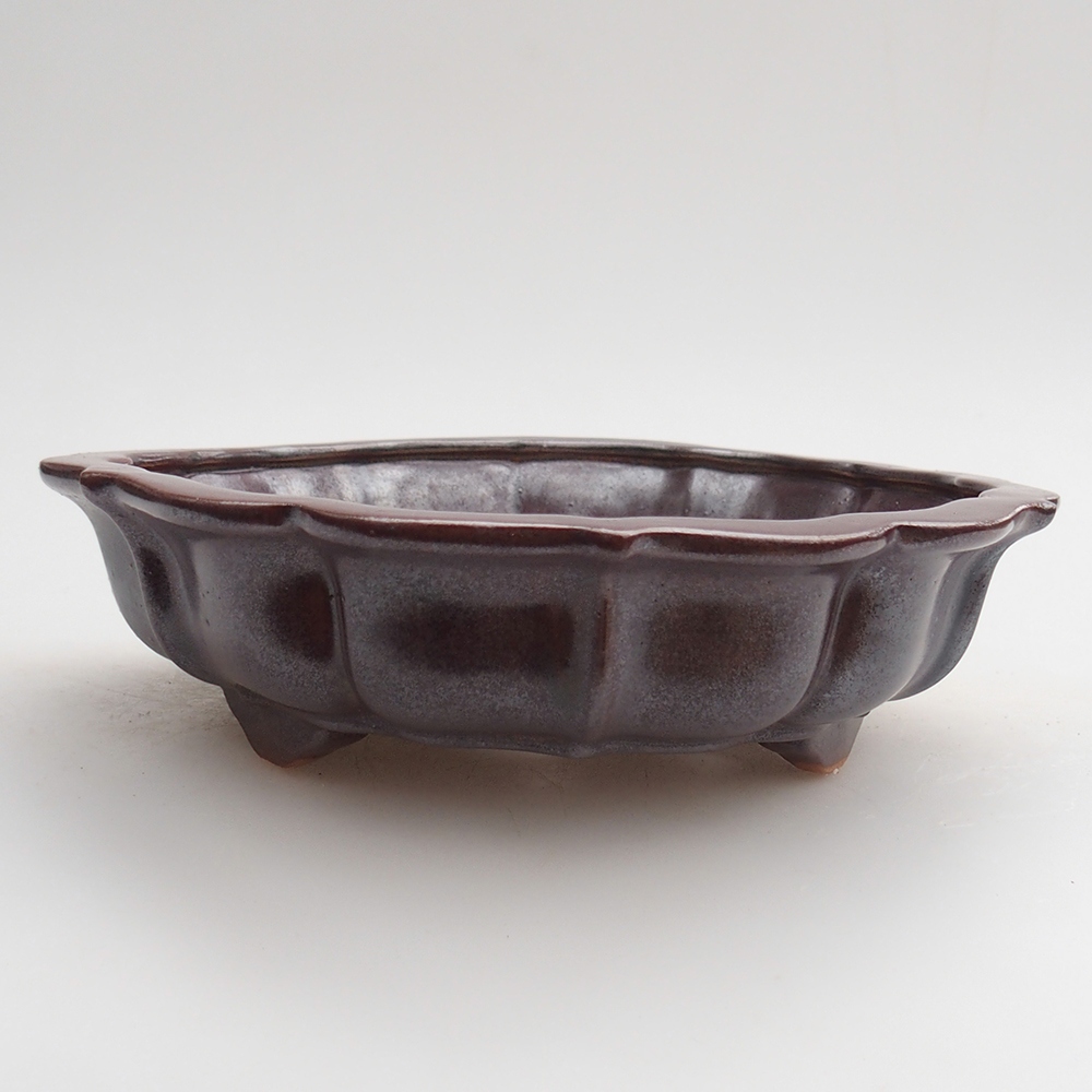 Ceramic bonsai bowl 18 x 18 x 4,5 cm, brown