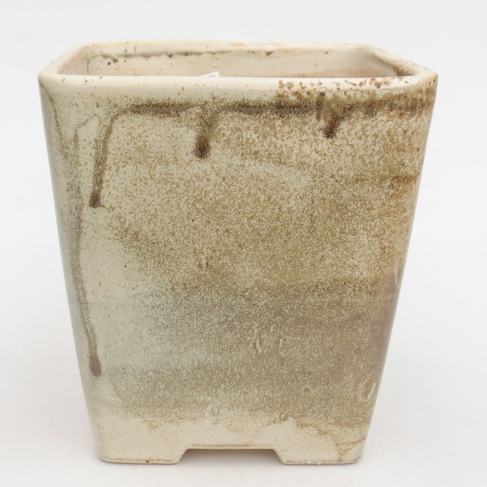 Ceramic bonsai bowl 13,5 x 13,5 x 15 cm, green