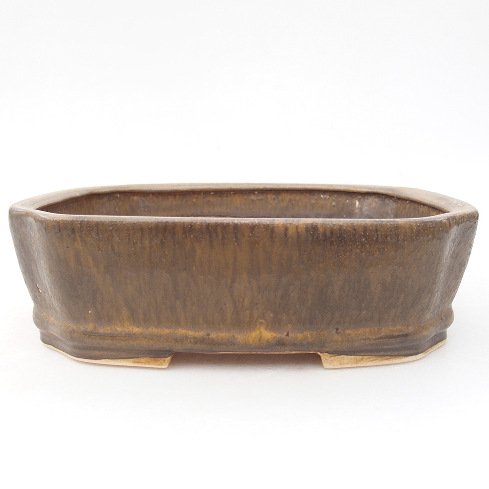 Ceramic bonsai bowl 17 x 14,5 x 5 cm, color brown