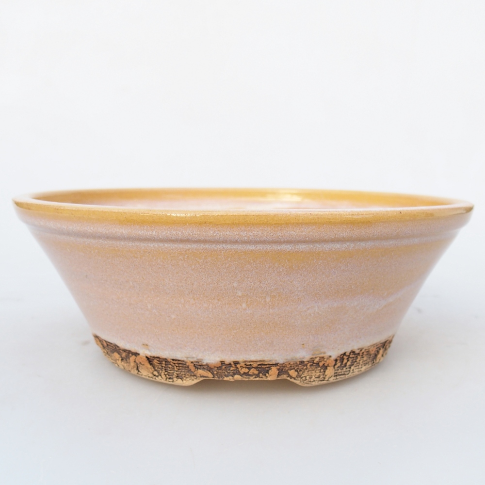 Ceramic bonsai bowl 18,5 x 18,5 x 6,5 cm, colour brown-yellow