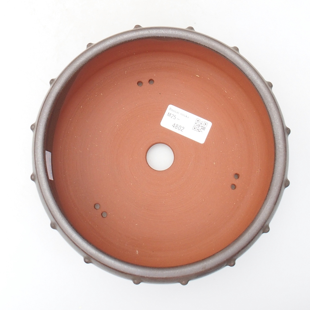 Ceramic bonsai bowl 18,5 x 18,5 x 6,5 cm, brown color