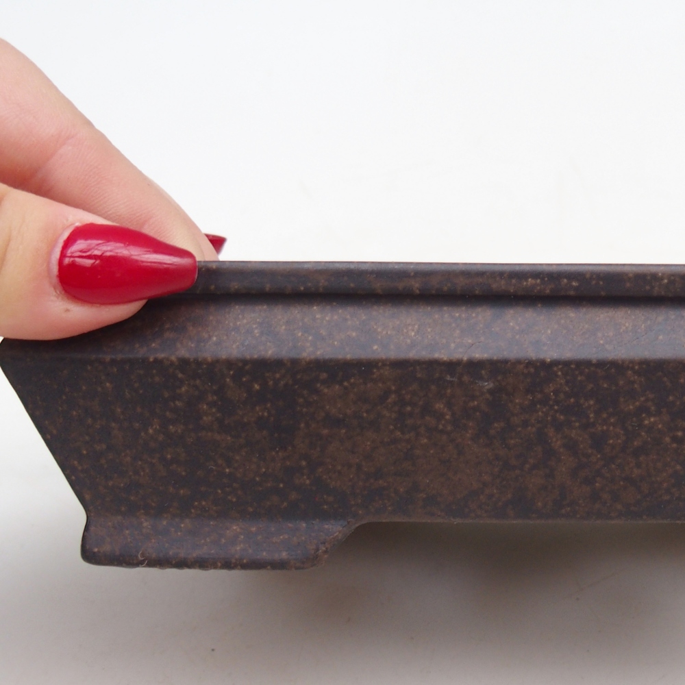 Ceramic bonsai bowl 15,5 x 11 x 4,5 cm, brownish ochre