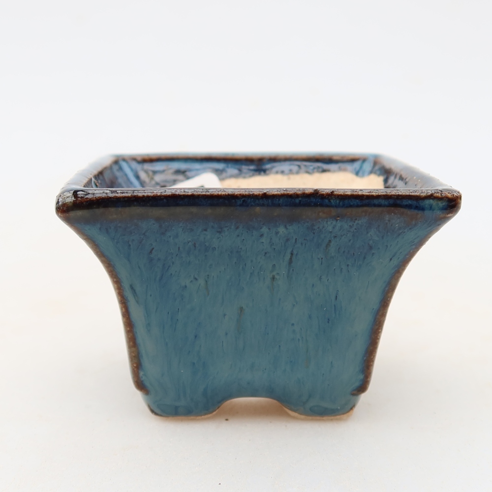 Ceramic bonsai pot, 5.5 x 5.5 x 4 cm, blue
