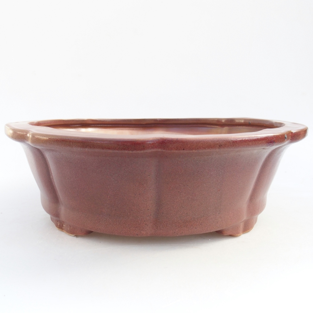 Ceramic bonsai bowl 26 x 26 x 8,5 cm, burgundy