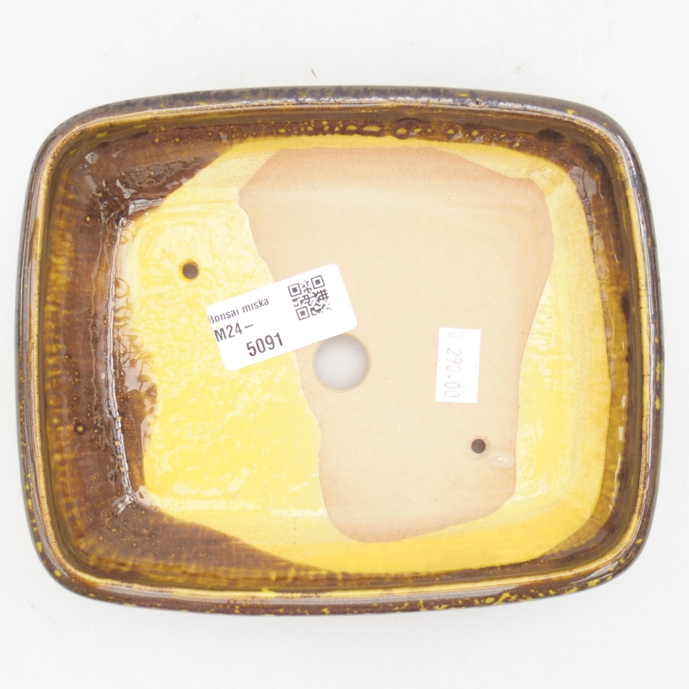 Ceramic bonsai bowl 17 x 14 x 3,5 cm, color yellow
