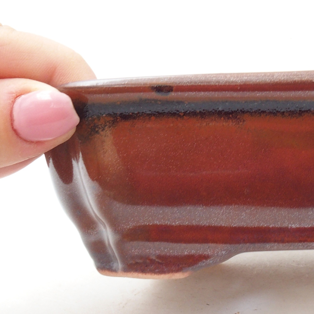 Ceramic bonsai bowl 16 x 12 x 5 cm, color brown