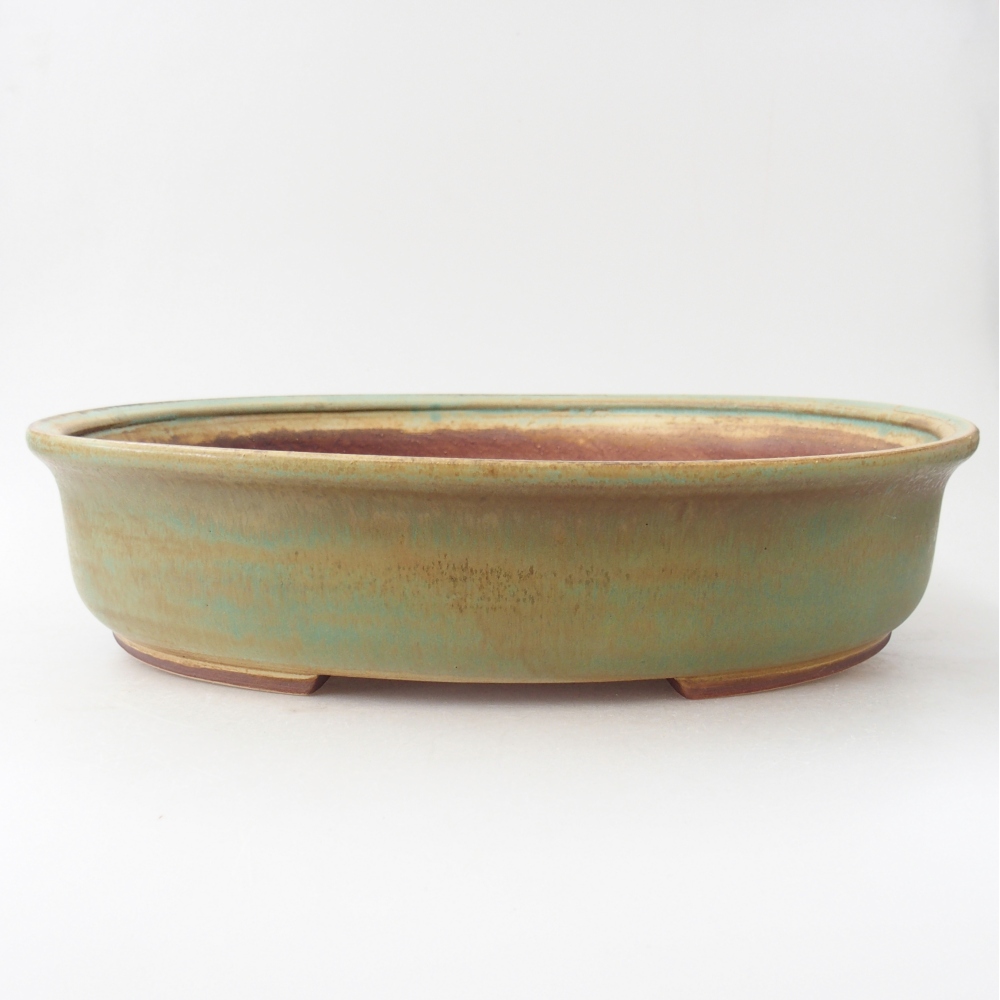 Ceramic bonsai bowl 32,5 x 28 x 7 cm, green