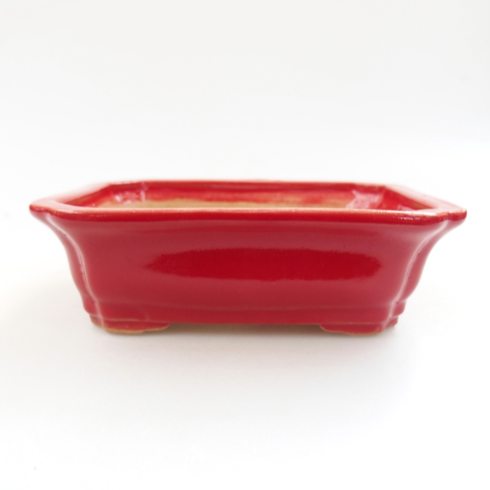 Ceramic bonsai bowl 13 x 10,5 x 4 cm, color red