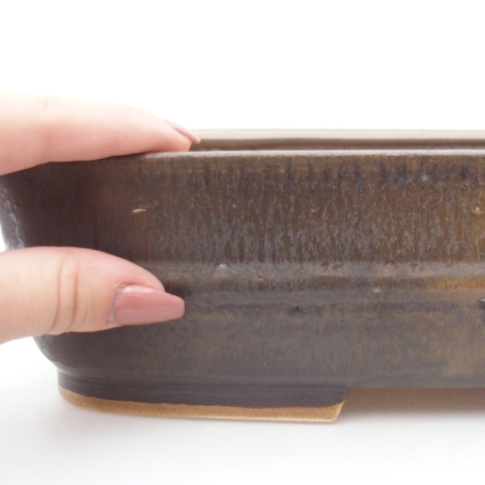 Ceramic bonsai bowl 29 x 24,5 x 7,5 cm, brown