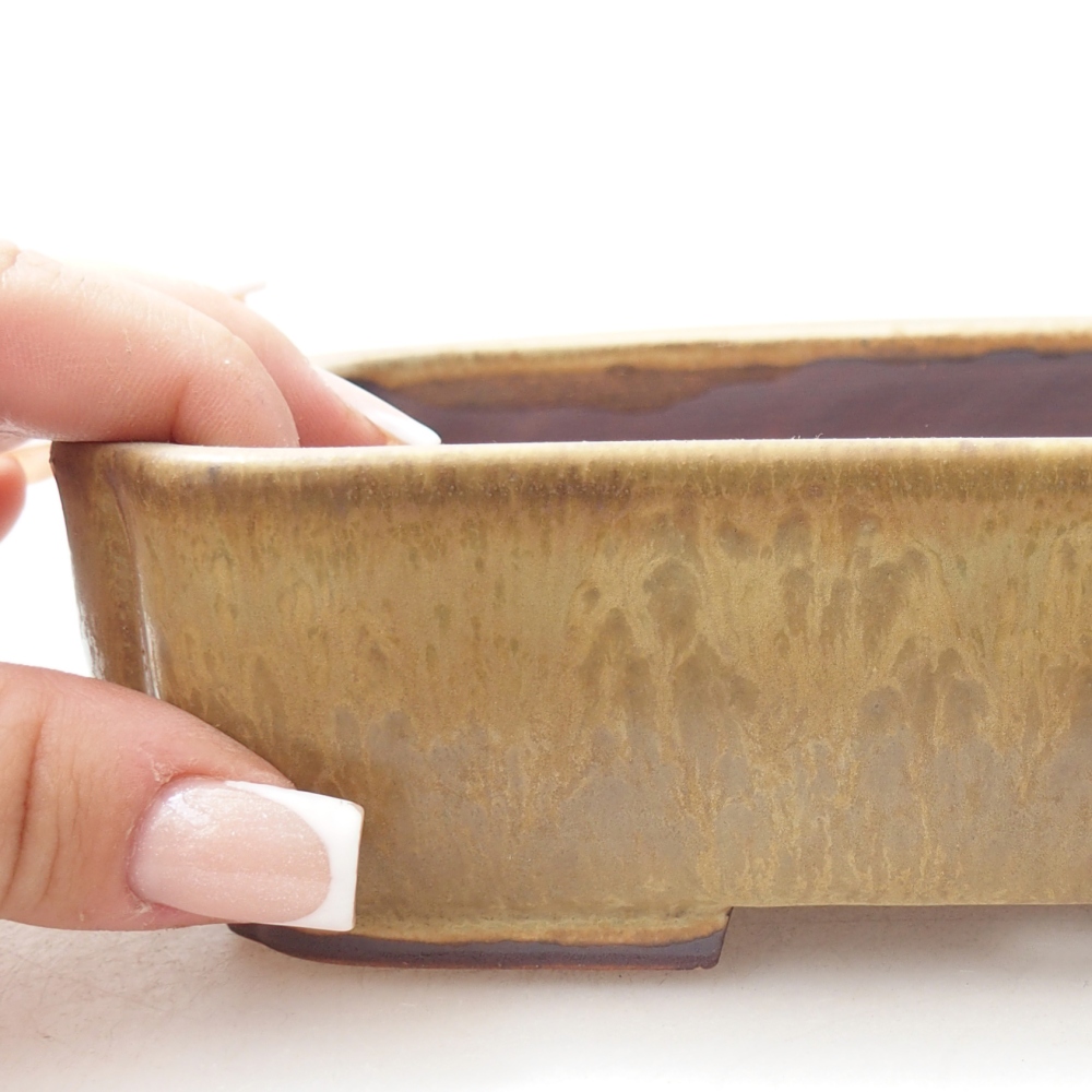 Ceramic bonsai bowl 17,5 x 14 x 5 cm, green