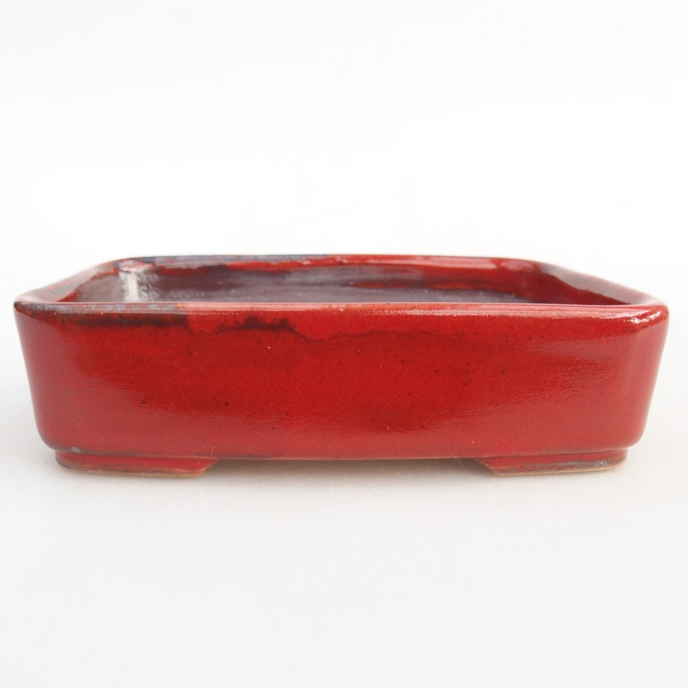 Ceramic bonsai bowl 12,5 x 9,5 x 3,5 cm, colour red