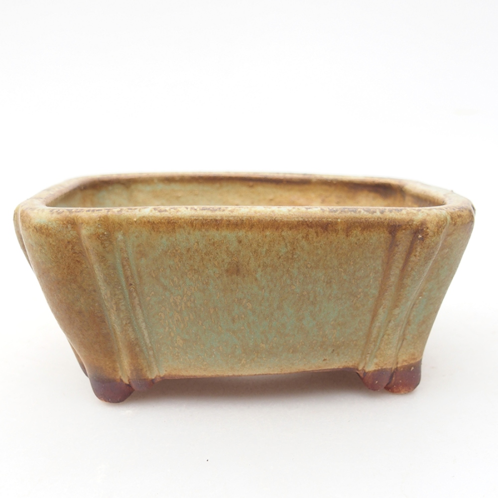 Ceramic bonsai bowl 10,5 x 8,5 x 4 cm, color green