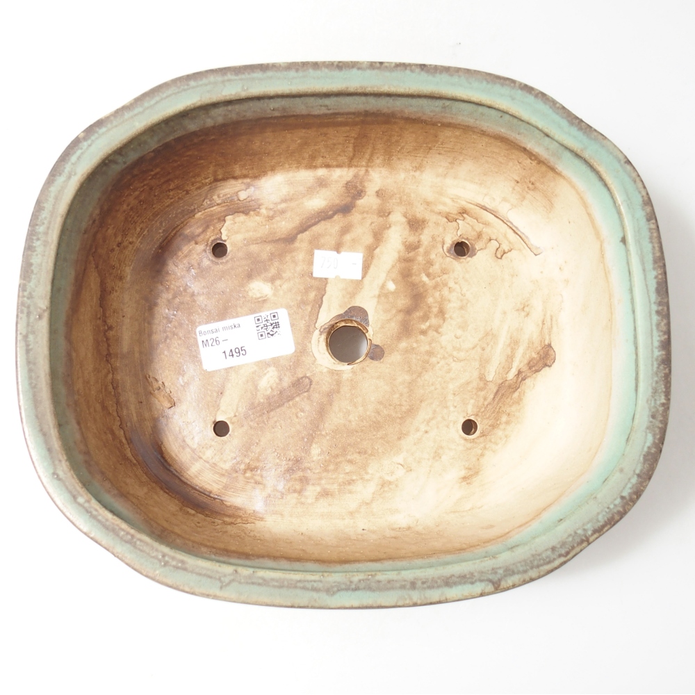 Ceramic bonsai bowl 25 x 21 x 8 cm, green