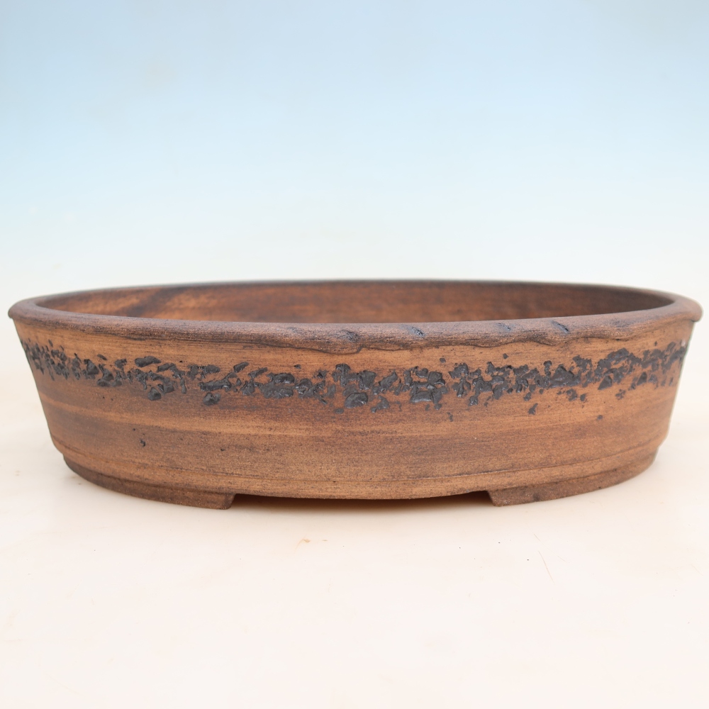 Ceramic bonsai pot, 38 x 31 x 8.5 cm, brown