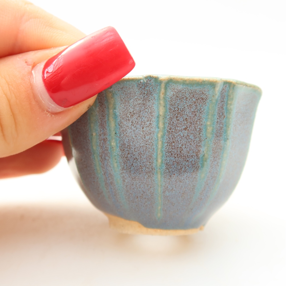 Ceramic bonsai pot, 5.5 x 5.5 x 3.5 cm, gray