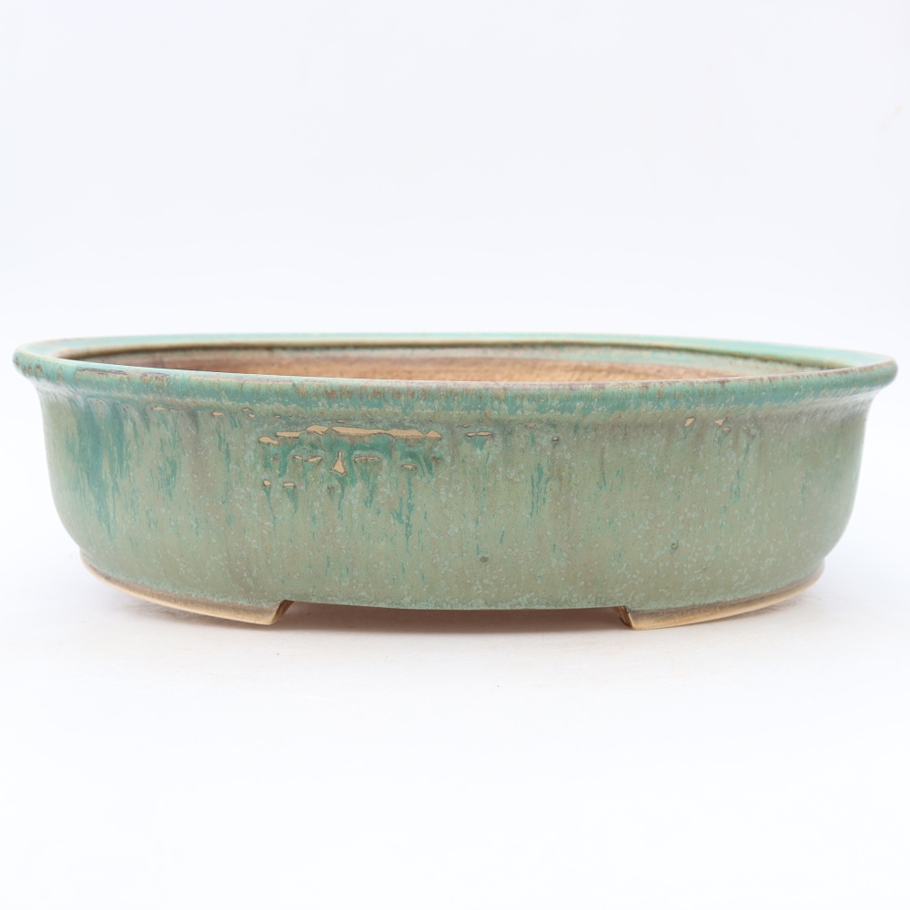 Ceramic bonsai pot, 31 x 27 x 7.5 cm, green