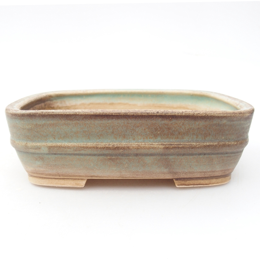 Ceramic bonsai bowl 14,5 x 11,5 x 4 cm, color green