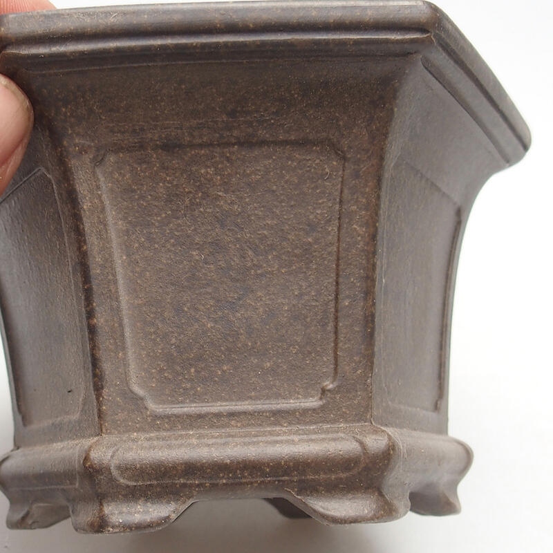 Bonsai bowl 13.5 x 12 x 8 cm, color brown ocher
