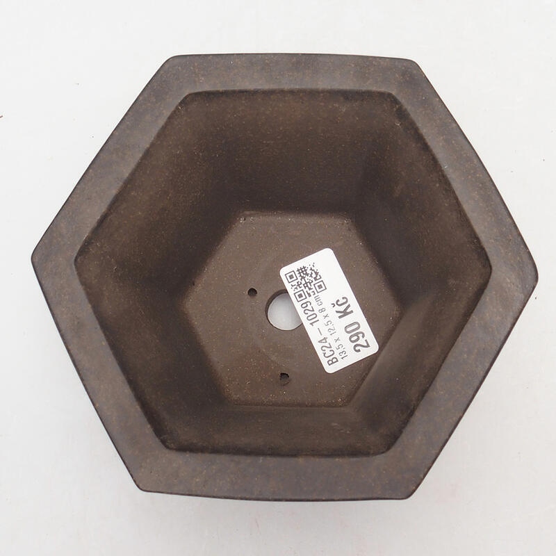 Bonsai bowl 13.5 x 12 x 8 cm, color brown ocher