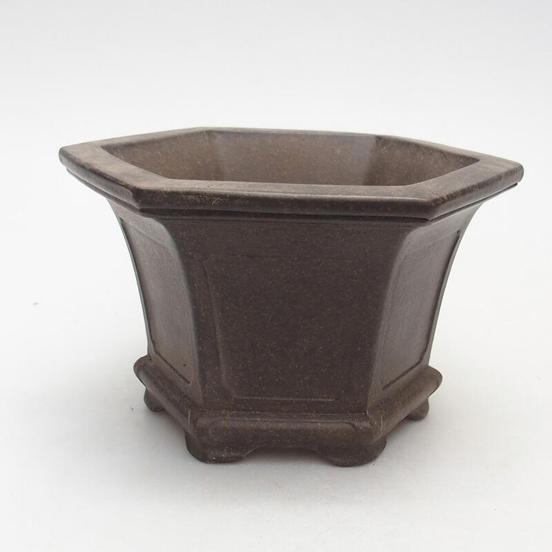 Bonsai bowl 13.5 x 12 x 8 cm, color brown ocher