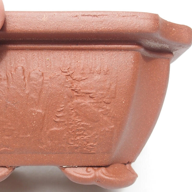 Bonsai bowl 14 x 14 x 7 cm, brick color