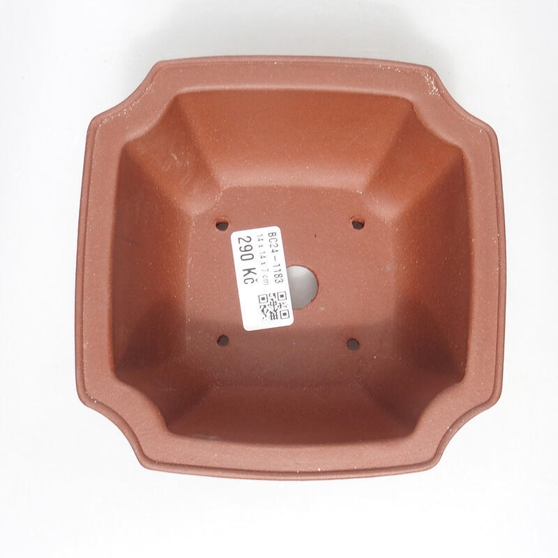 Bonsai bowl 14 x 14 x 7 cm, brick color