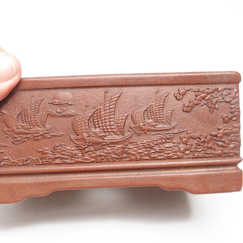 Bonsai bowl 15.5 x 11.5 x 6.5 cm, color brown