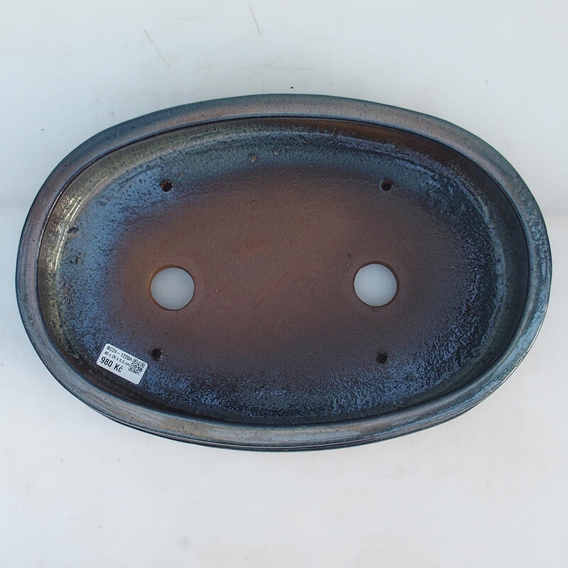 Bonsai bowl 40 x 27 x 7.5 cm, color blue-beige