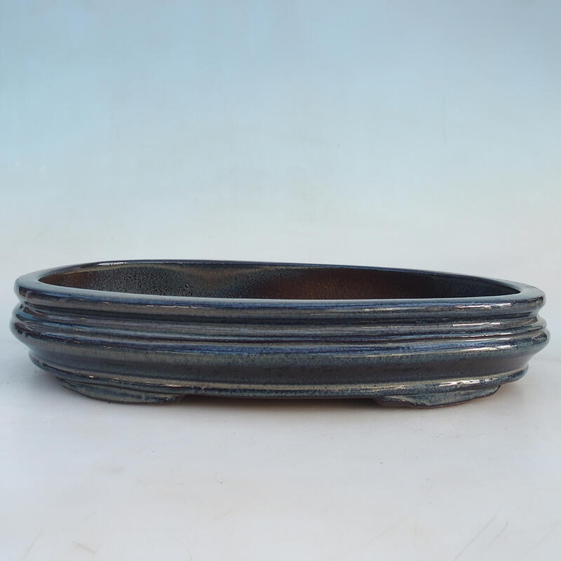 Bonsai bowl 40 x 27 x 7.5 cm, color blue-beige