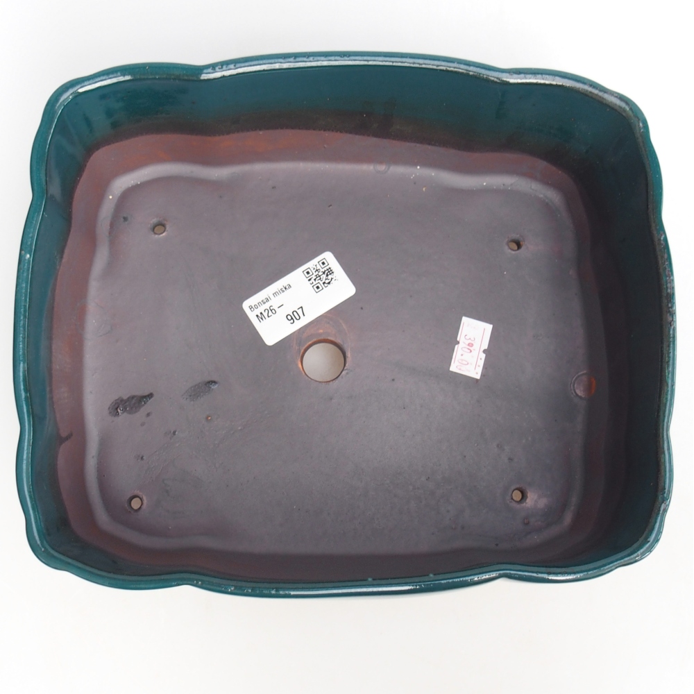 Ceramic bonsai bowl 21 x 18 x 7 cm, green