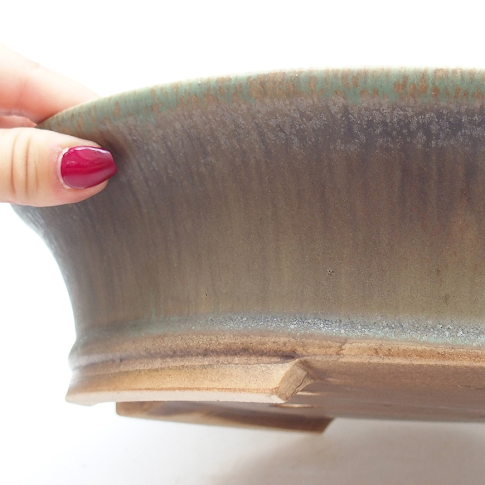 Ceramic bonsai bowl 32 x 29 x 7 cm, color green