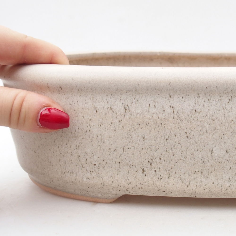 Ceramic bonsai bowl 32 x 25 x 7,5 cm, colour beige