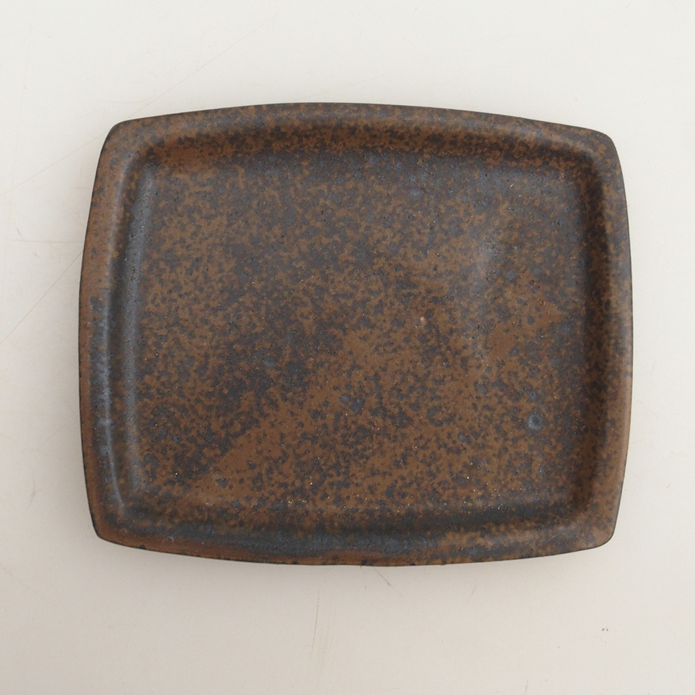Bonsai bowl + saucer H11 - 11.5 x 10 x 4 cm. - brown