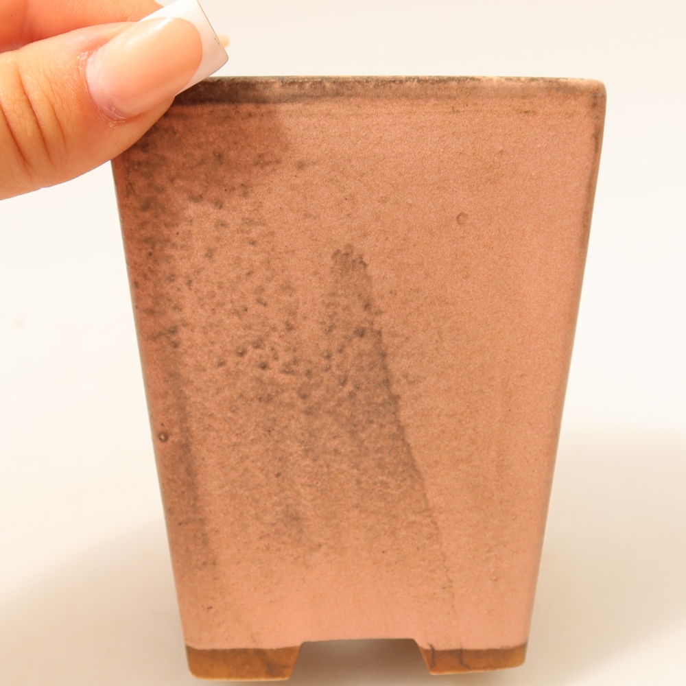 Ceramic bonsai pot, 8.5 x 8.5 x 10.5 cm, pink