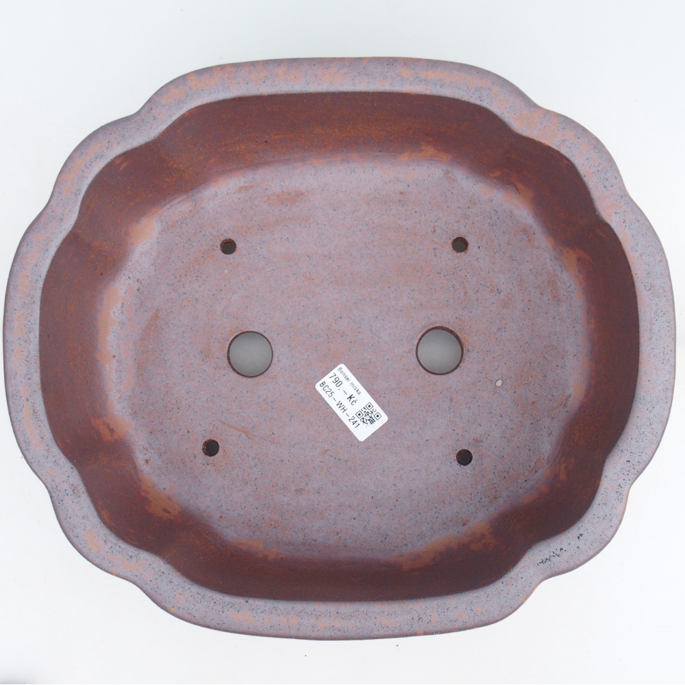 Ceramic bonsai bowl 31,5 x 27,5 x 10 cm, metal colour