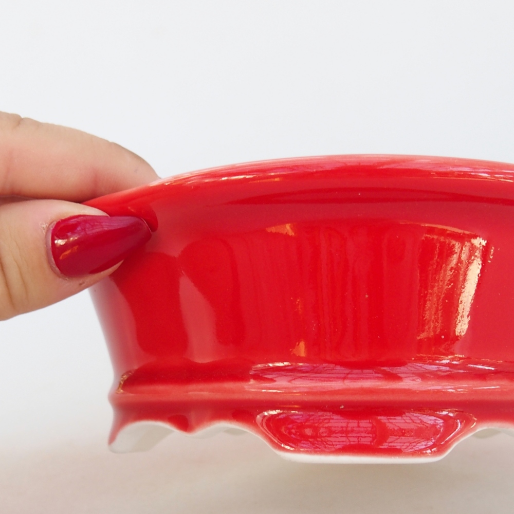 Ceramic bonsai bowl 13 x 12 x 5 cm, colour red