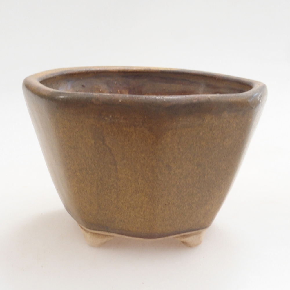 Ceramic bonsai bowl 9 x 7,5 x 3,5 cm, color brown