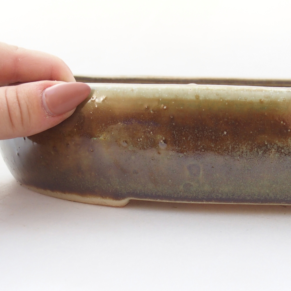 Ceramic bonsai bowl 27 x 21 x 5 cm, green