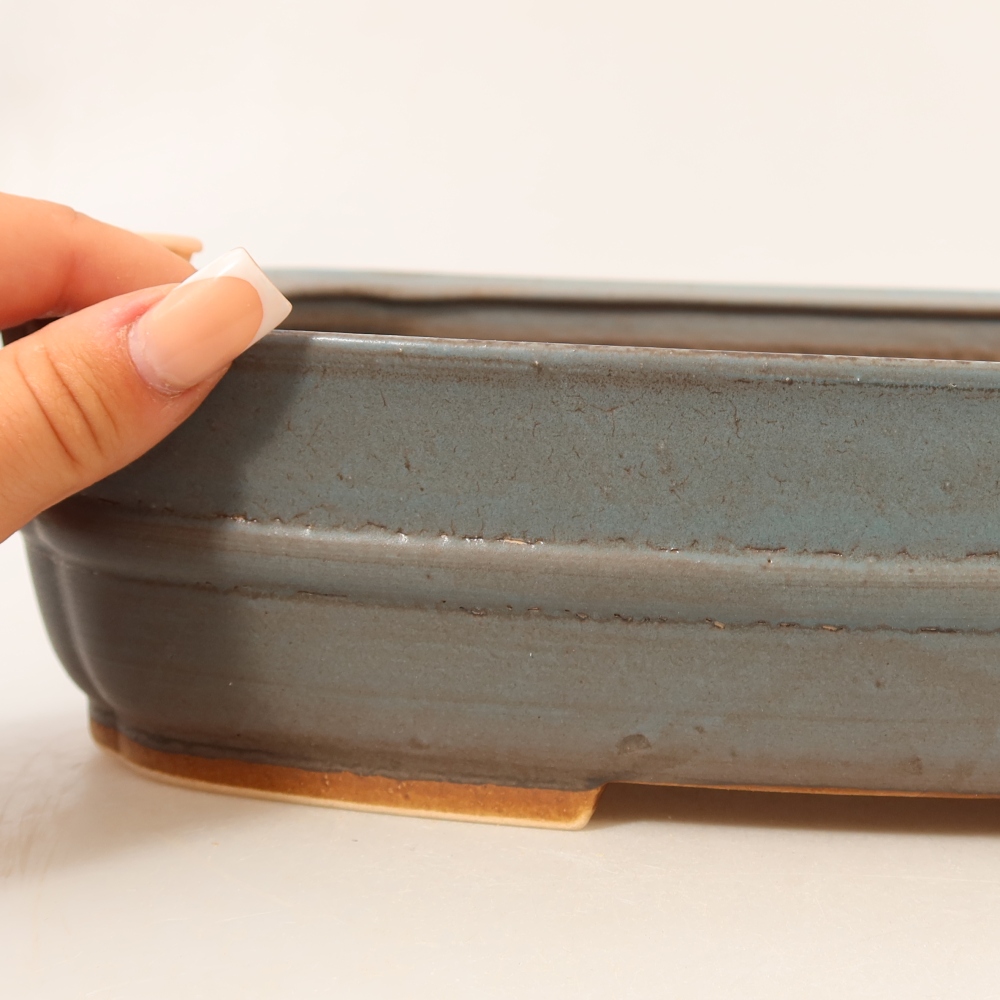 Ceramic bonsai bowl 29,5 x 25 x 7 cm, colour blue