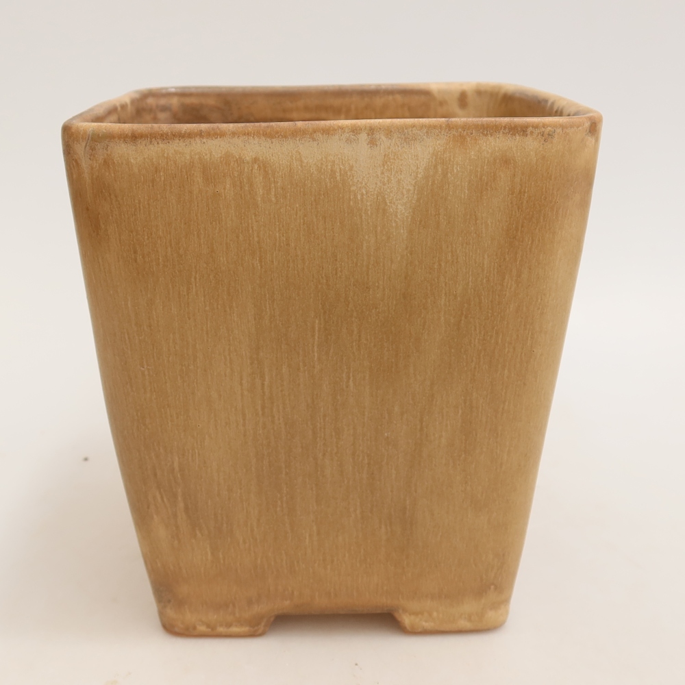 Ceramic bonsai pot, 13.5 x 13.5 x 15 cm, beige