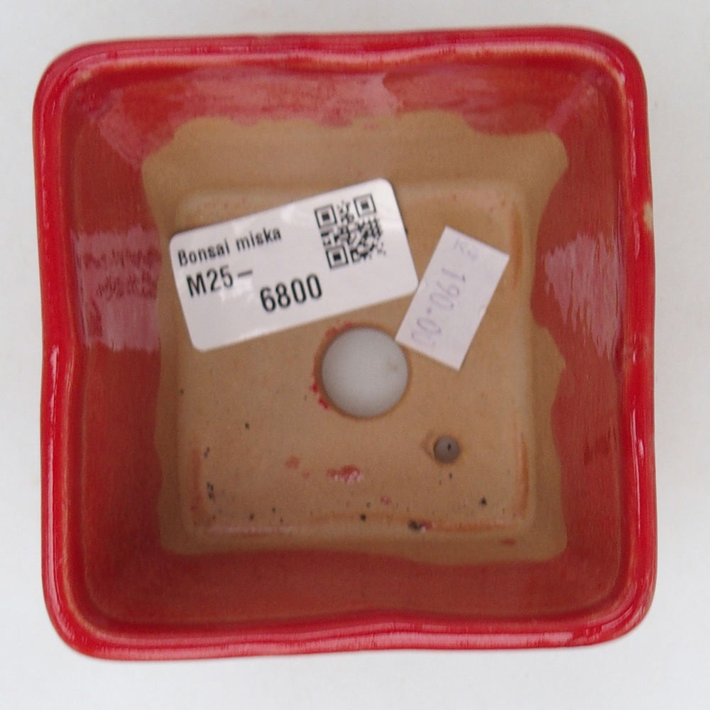 Ceramic bonsai bowl 8,5 x 8,5 x 6 cm, colour red